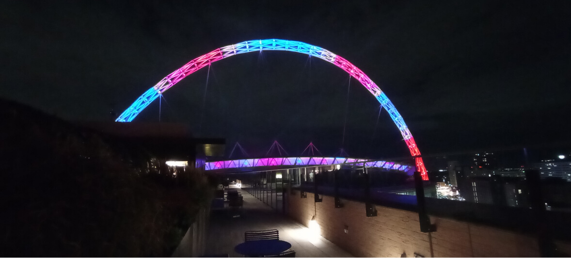 Wembley Stadium at night